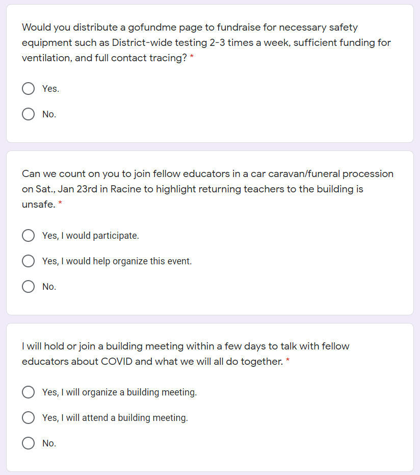 Three questions from REU's survey